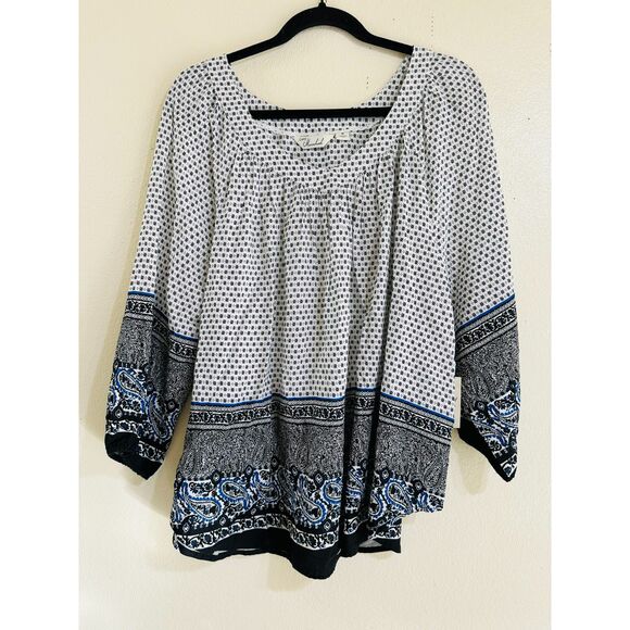 Caffe Marrakesh Women's BOHO Paisley Peasant Top Size M Hippie NWT - Picture 1 of 5